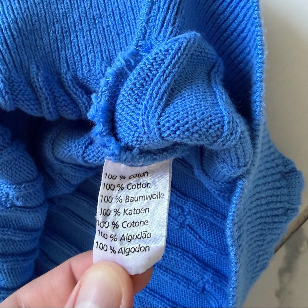 Lacoste Cable Knit Sweater Size XL Blue 100% Cotton - Picture 5 of 7